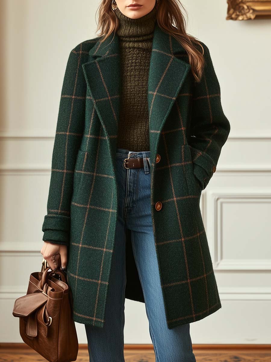 Sarah Plaid Tweed Coat