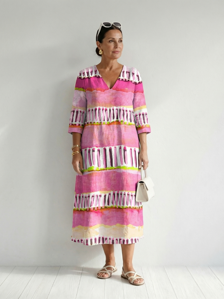 Mariselle | Easy Flow Patterned Stripe Midi Dress