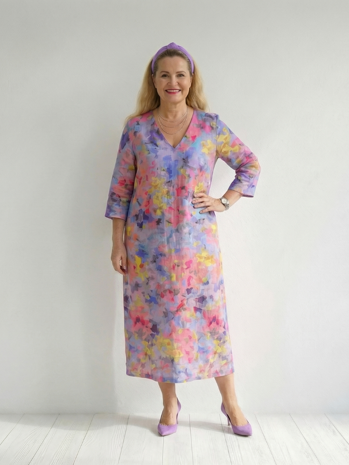 Almira | Abstract Floral Midi Dress