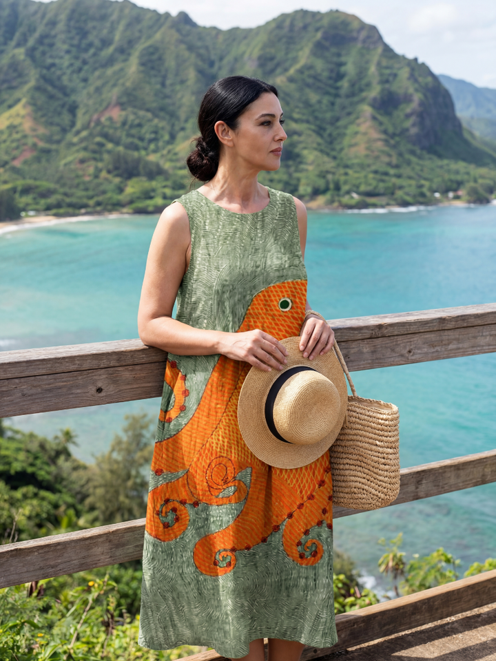 Zena | Ocean Wave Midi Dress