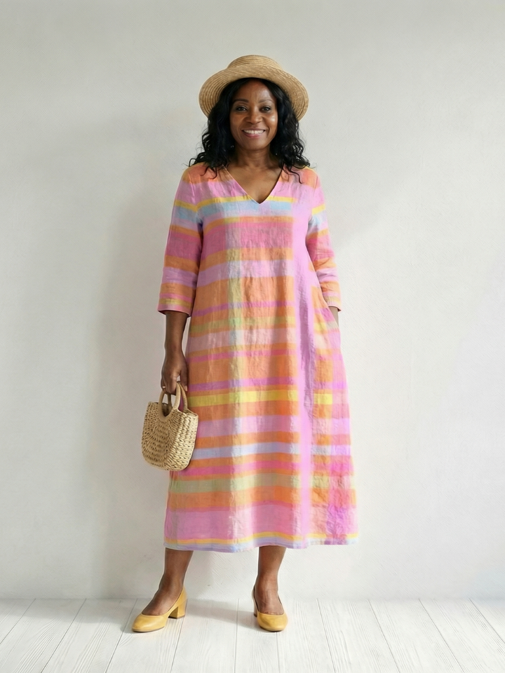 Lioren | Easy Drape Stripe Midi Dress