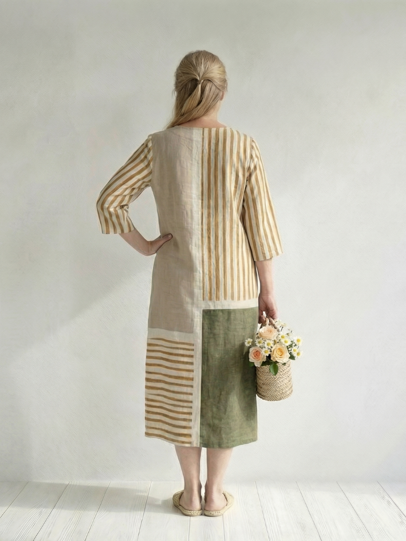 Loriel | Light Mixed Stripe Midi Dress