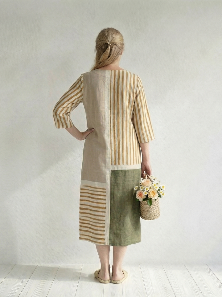 Loriel | Light Mixed Stripe Midi Dress