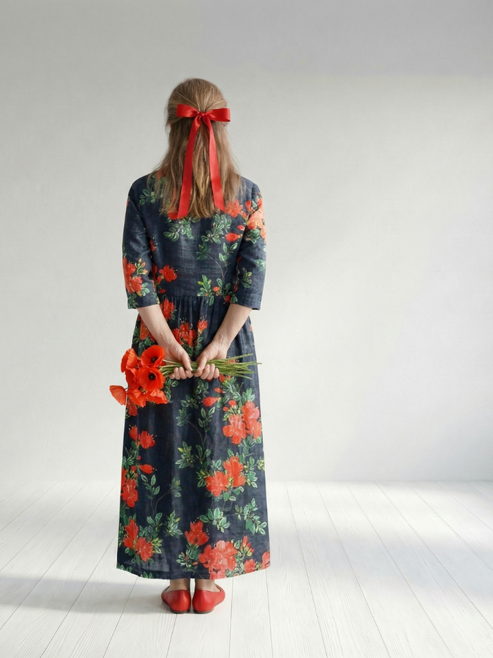 Virelle | Calm Drape Floral Midi Dress