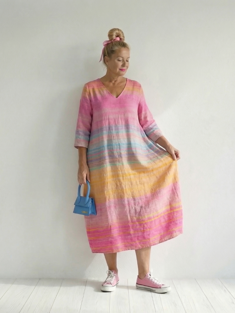 Mireya | Ease Gradient Stripe Midi Dress
