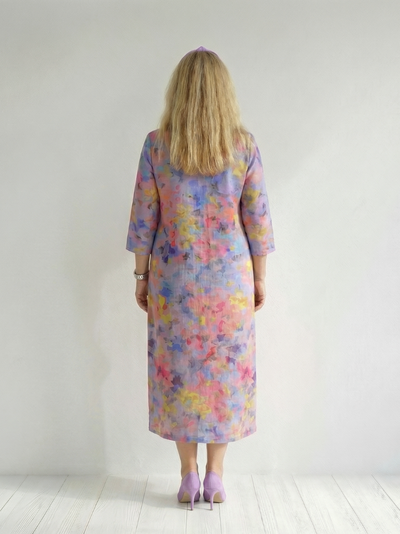 Almira | Abstract Floral Midi Dress