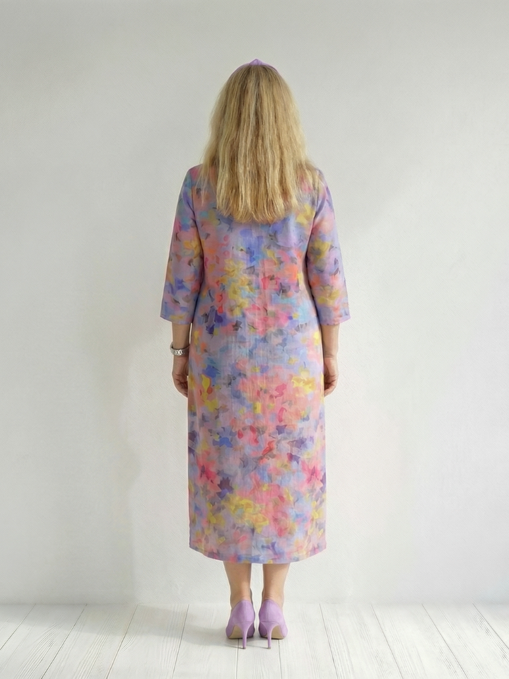Almira | Abstract Floral Midi Dress