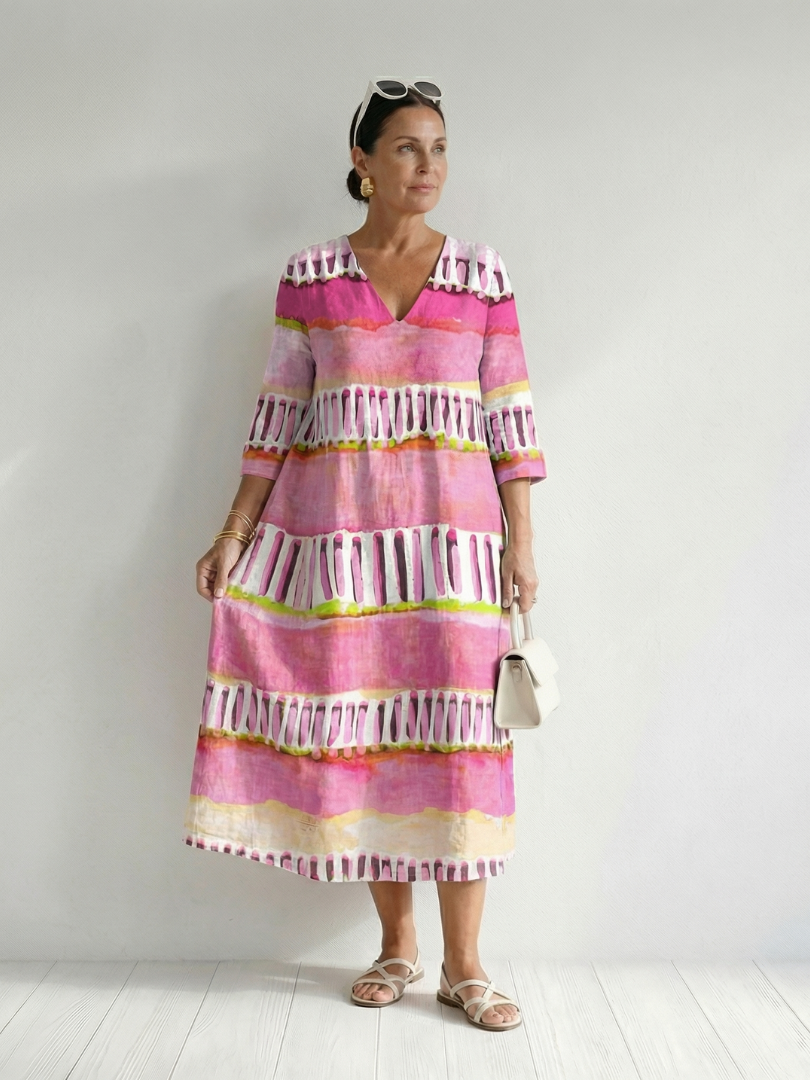 Mariselle | Easy Flow Patterned Stripe Midi Dress
