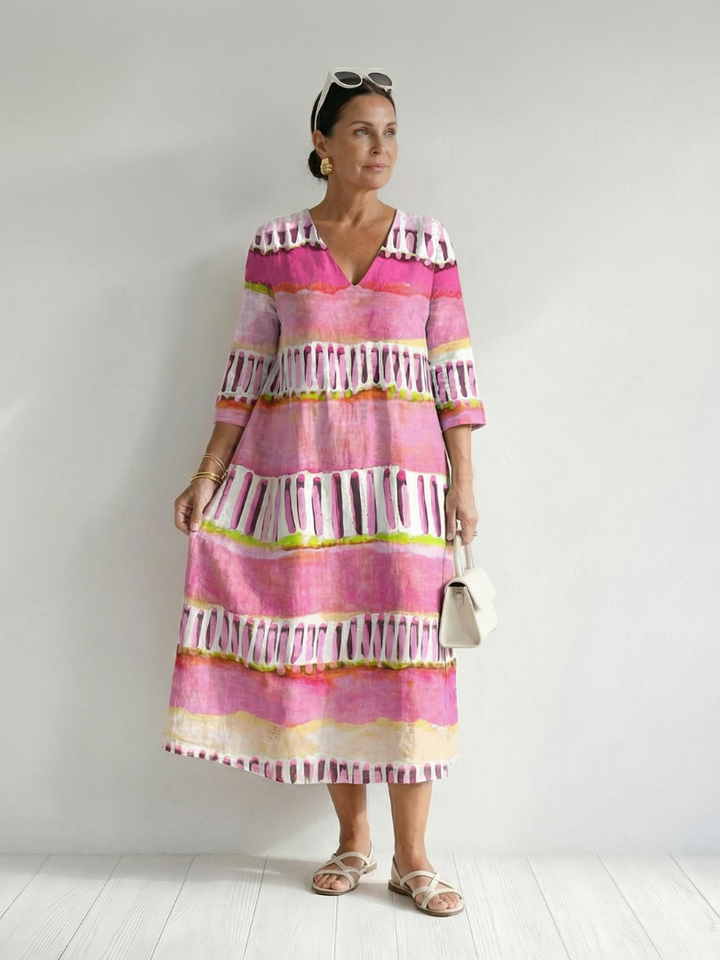 Mariselle | Easy Flow Patterned Stripe Midi Dress