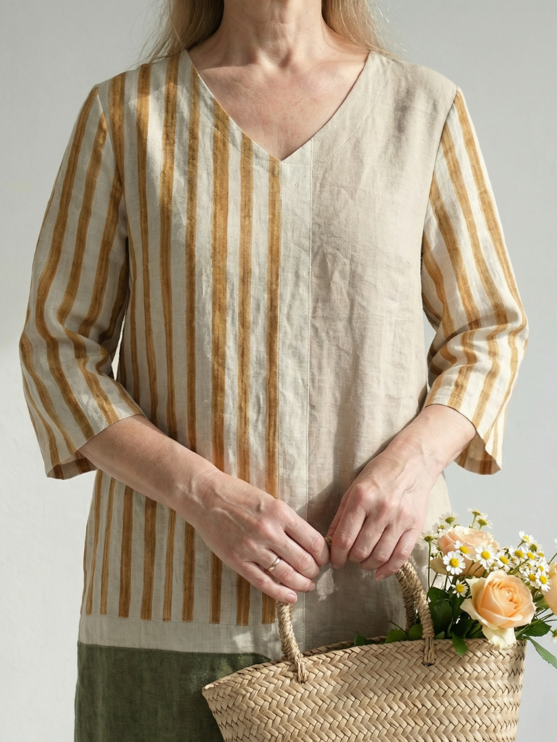 Loriel | Light Mixed Stripe Midi Dress