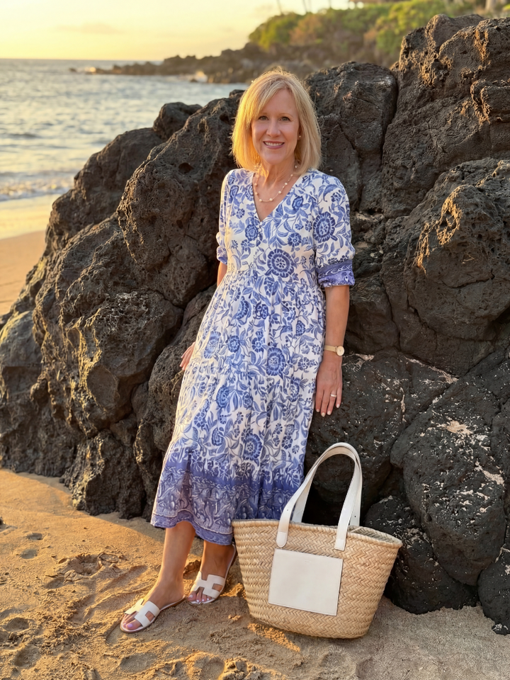 Zina | Porcelain Midi Dress