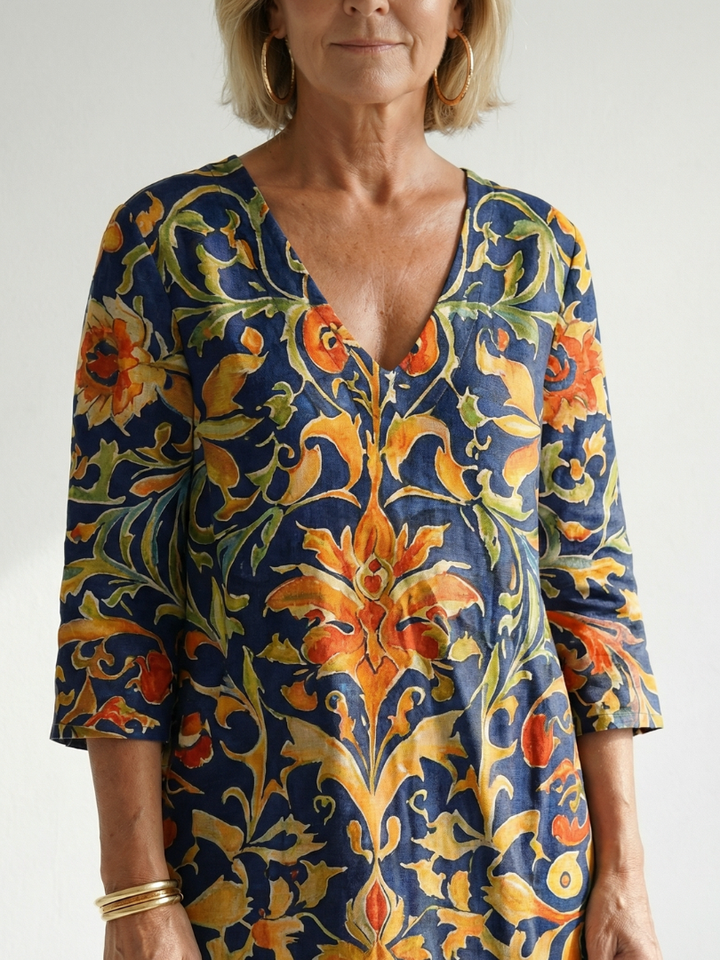 Evania | Clean Ornate Floral Midi Dress