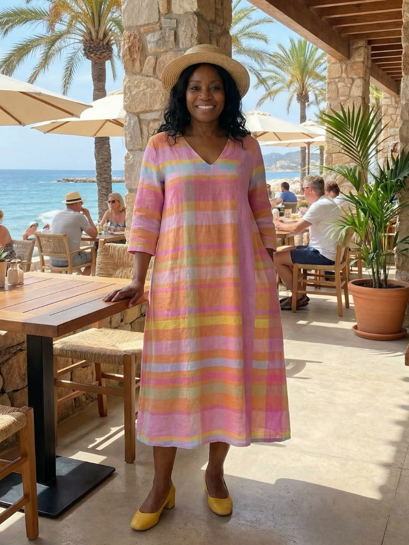 Lioren | Easy Drape Stripe Midi Dress