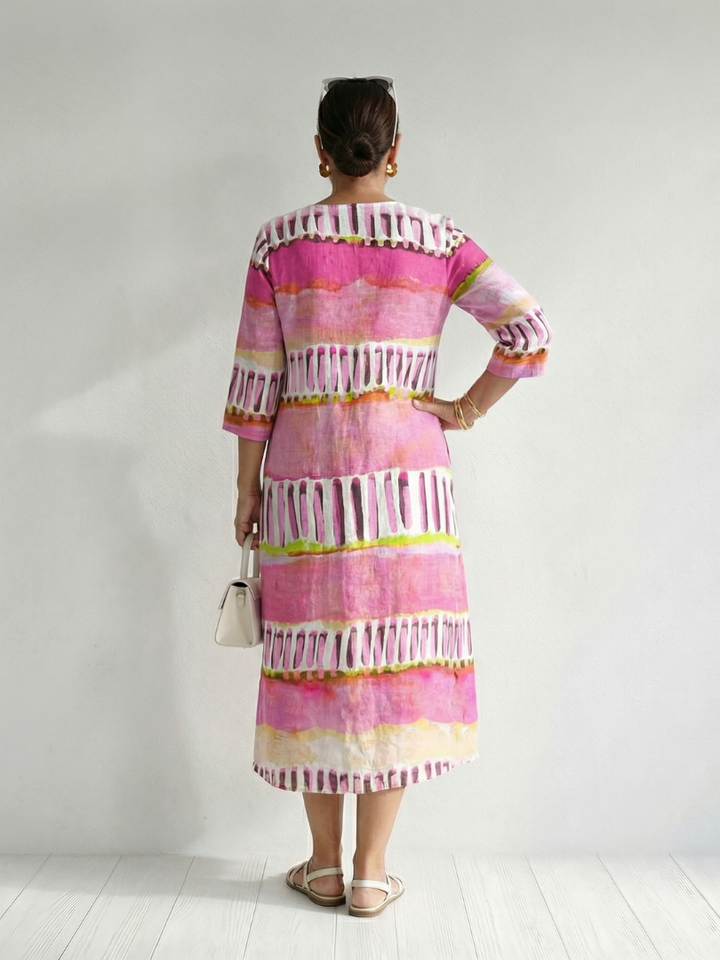 Mariselle | Easy Flow Patterned Stripe Midi Dress