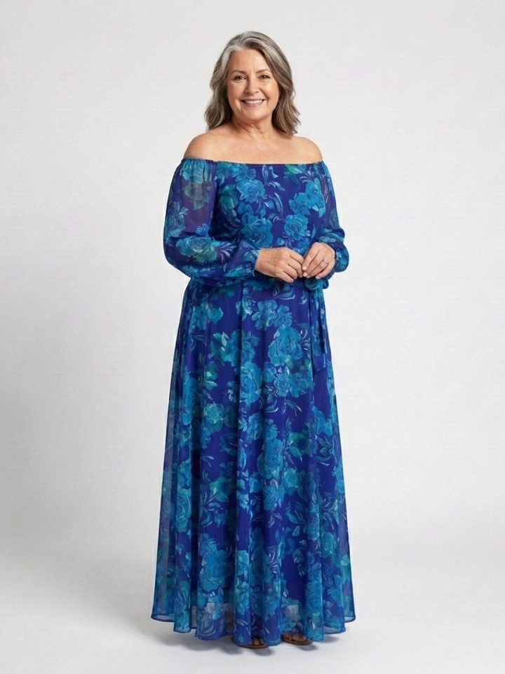 Selene | Off Shoulder Floral Maxi Dress
