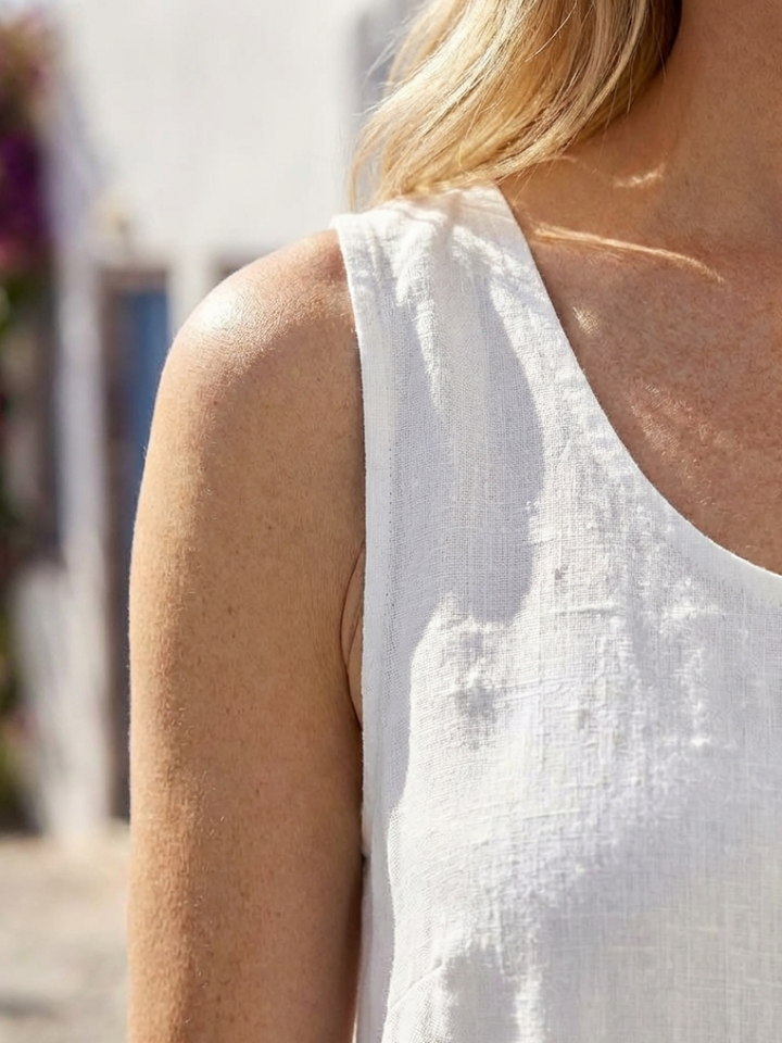 Dione | Sleeveless Round Neck Relaxed Midi Dress