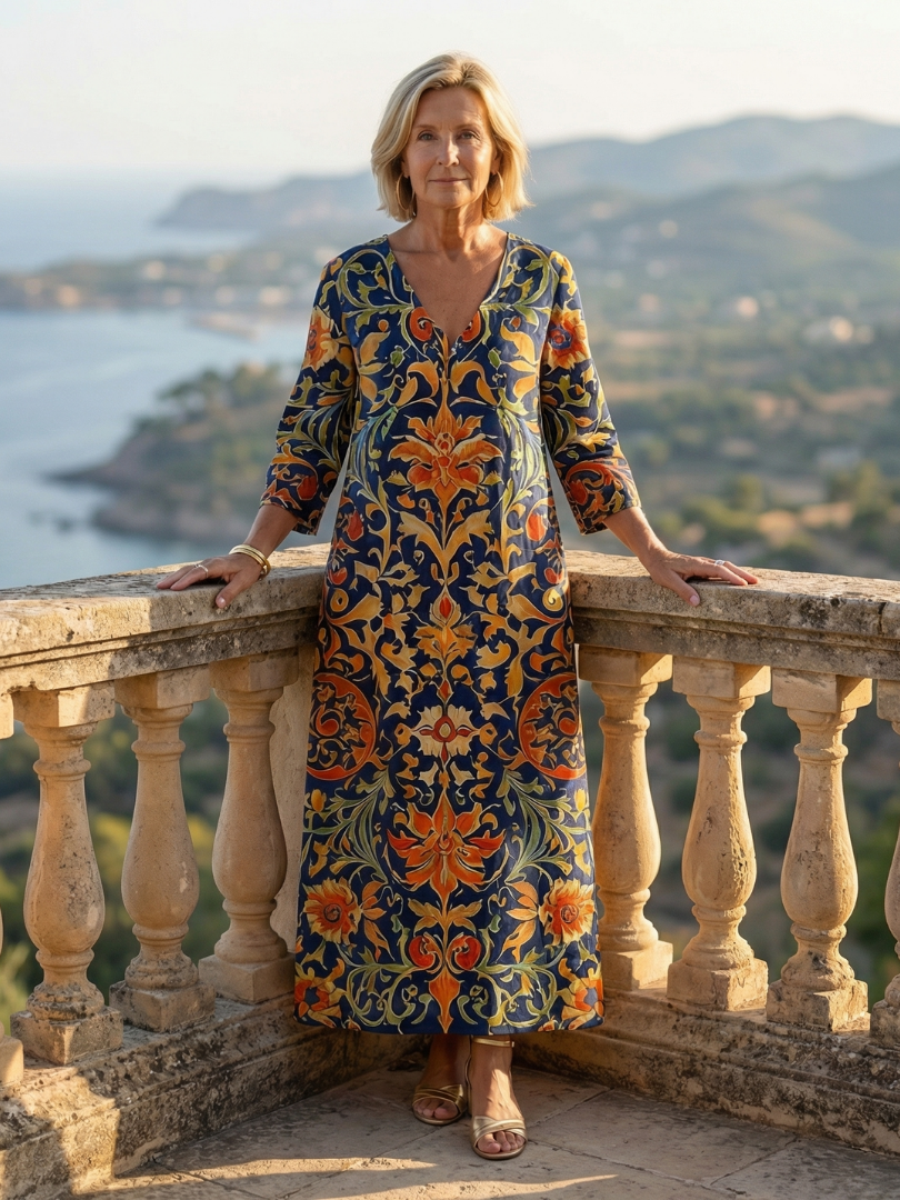Evania | Clean Ornate Floral Midi Dress