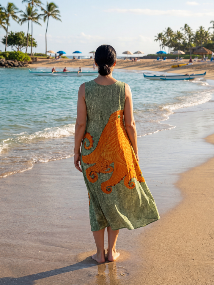 Zena | Ocean Wave Midi Dress