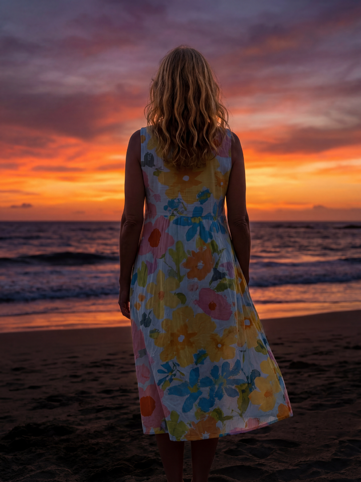 Nia | Coastal Texture Midi Dress