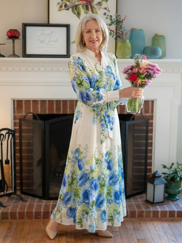 Maris | Long Sleeve Floral Button Front Maxi Dress