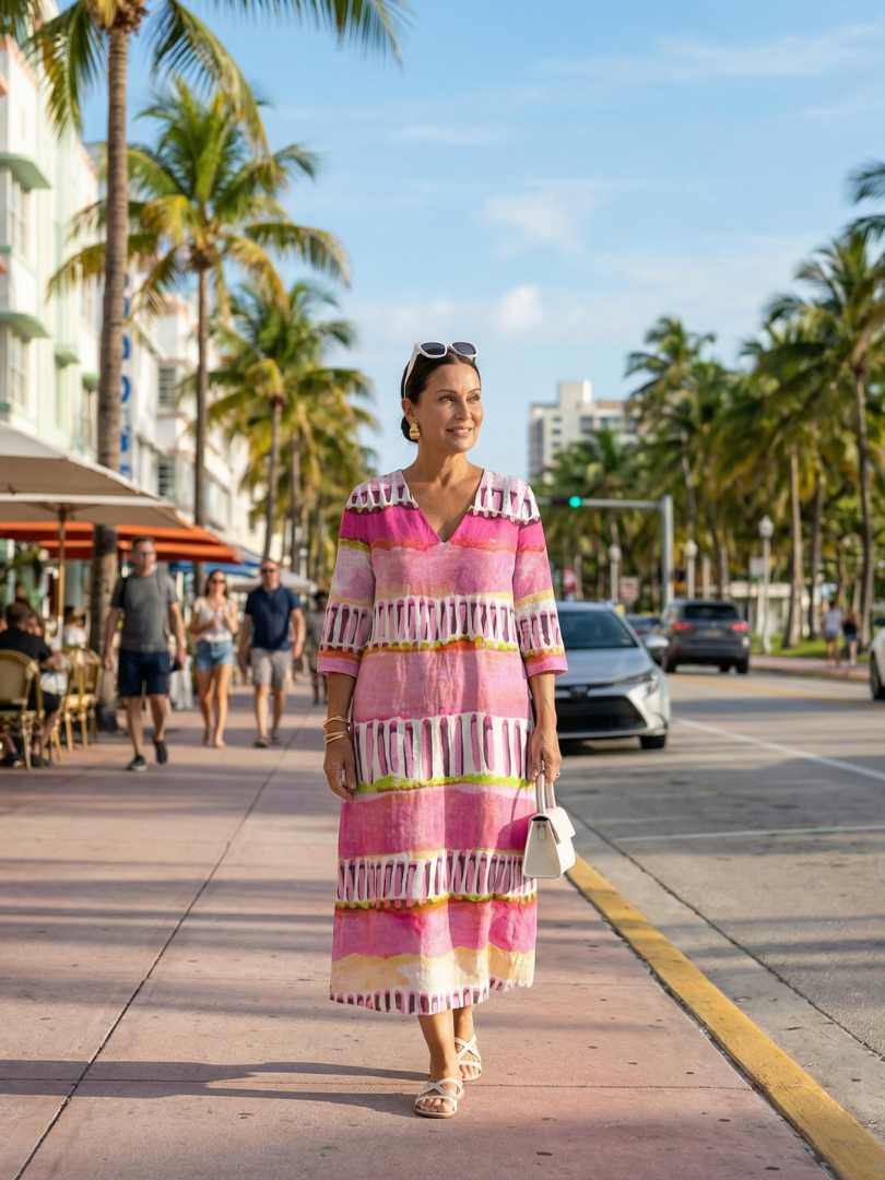 Mariselle | Easy Flow Patterned Stripe Midi Dress