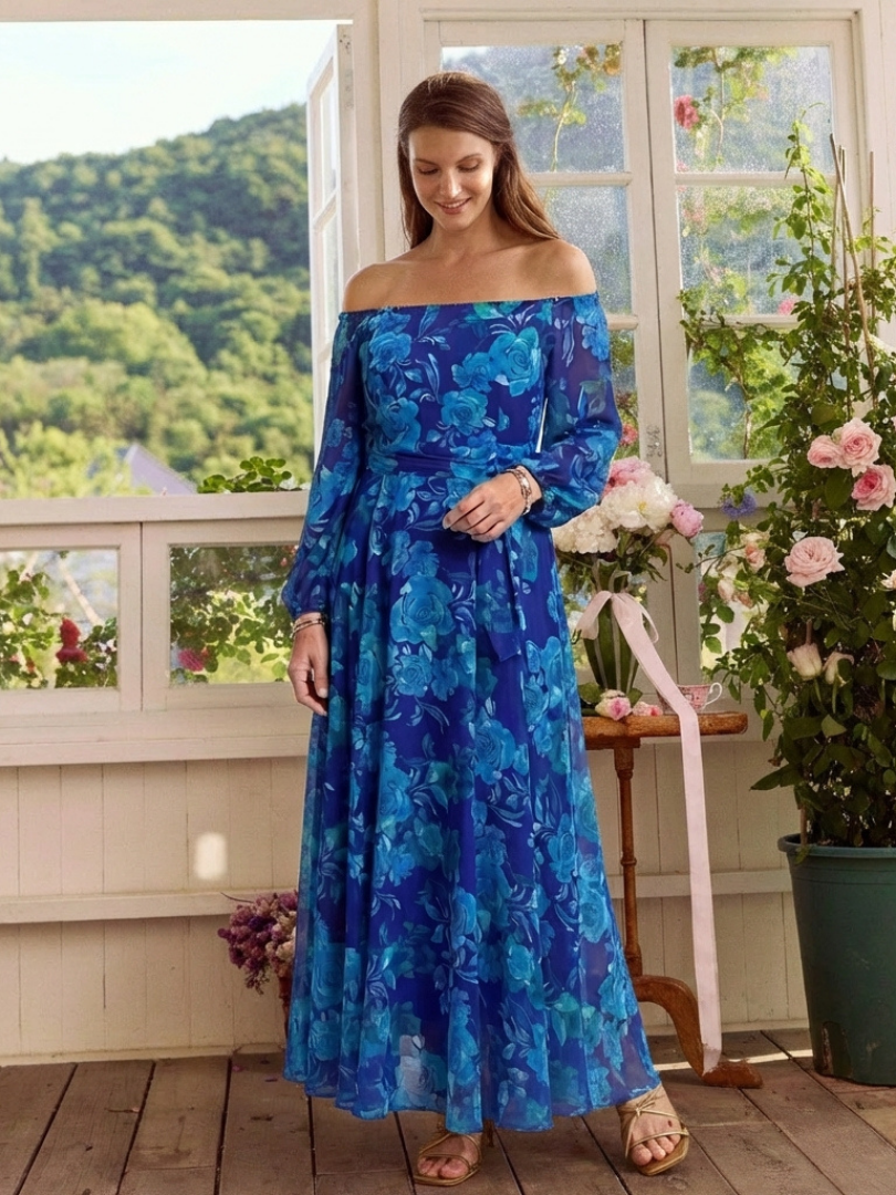 Selene | Off Shoulder Floral Maxi Dress