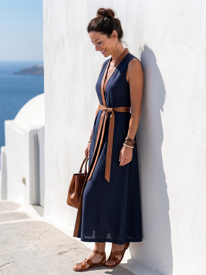 Elara | Contrast Line Midi Dress