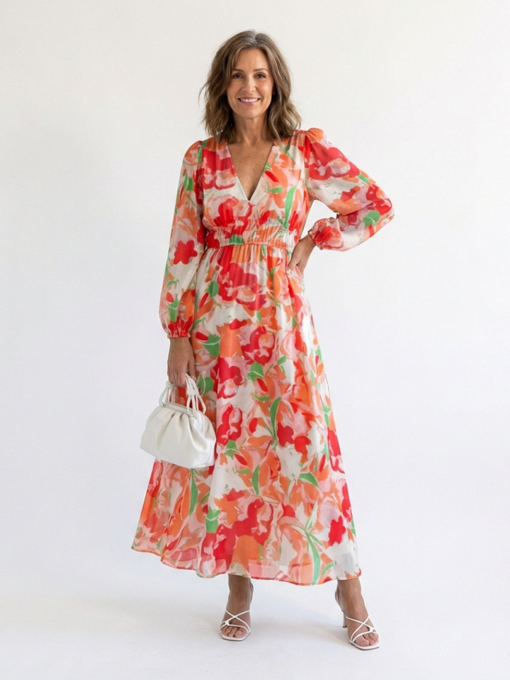 Leona | Long Sleeve Floral Maxi Dress