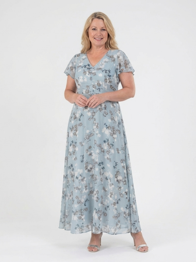 Lena | Floral Chiffon Maxi Dress