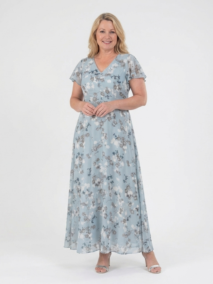 Lena | Floral Chiffon Maxi Dress