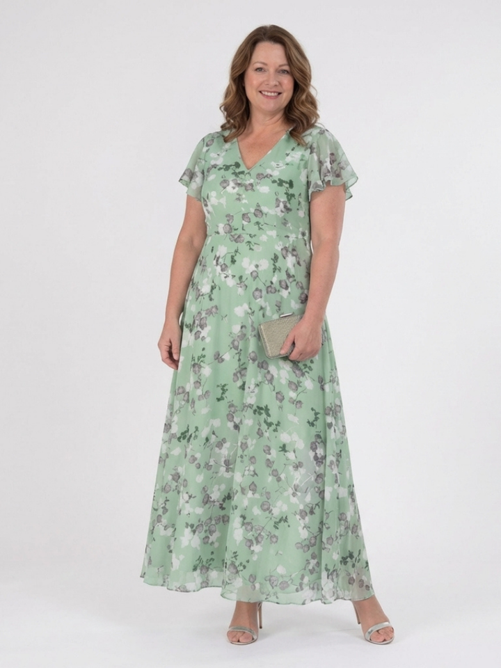 Lena | Floral Chiffon Maxi Dress