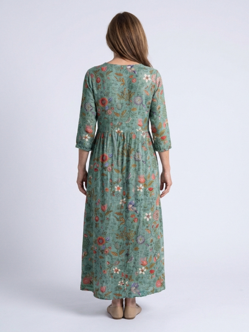 Nokuthula | Floral V Neck Three Quarter Sleeve Maxi Dress