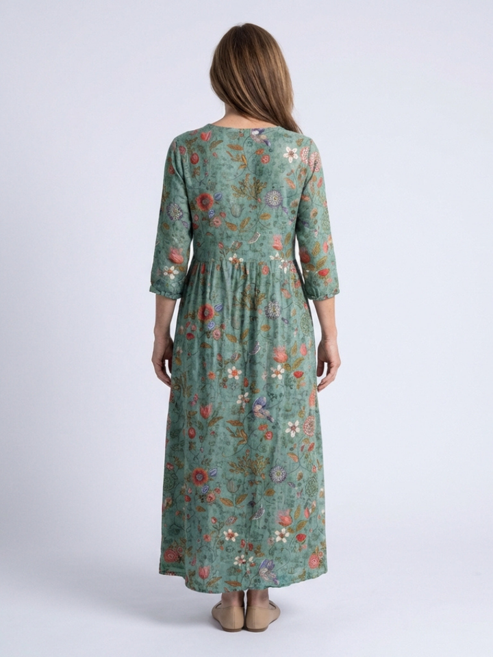 Nokuthula | Floral V Neck Three Quarter Sleeve Maxi Dress