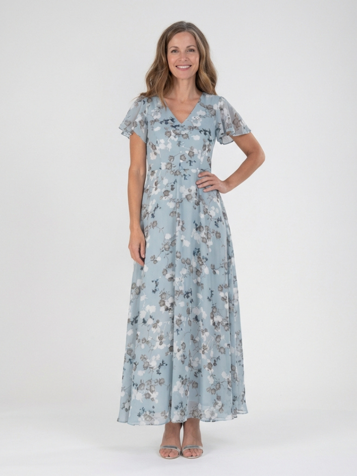 Lena | Floral Chiffon Maxi Dress