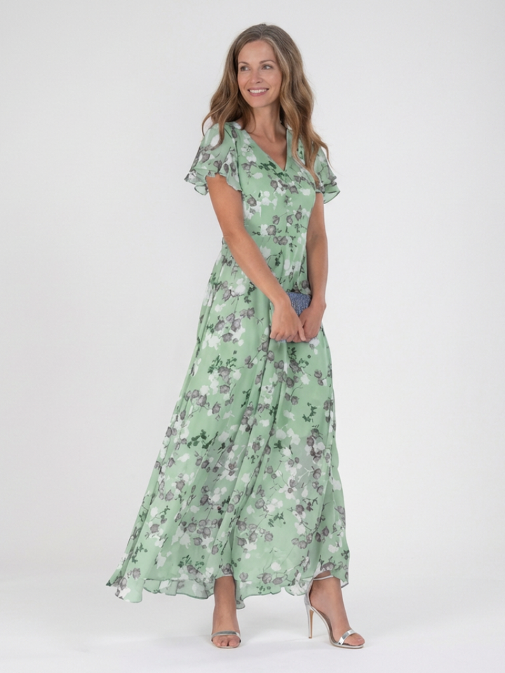 Lena | Floral Chiffon Maxi Dress
