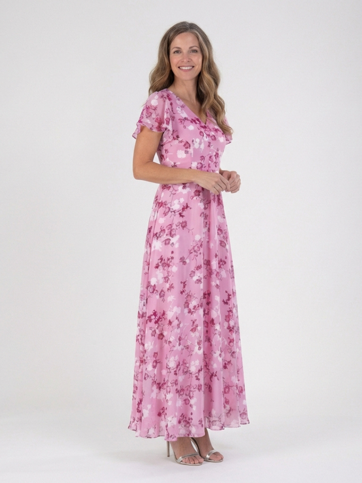 Lena | Floral Chiffon Maxi Dress