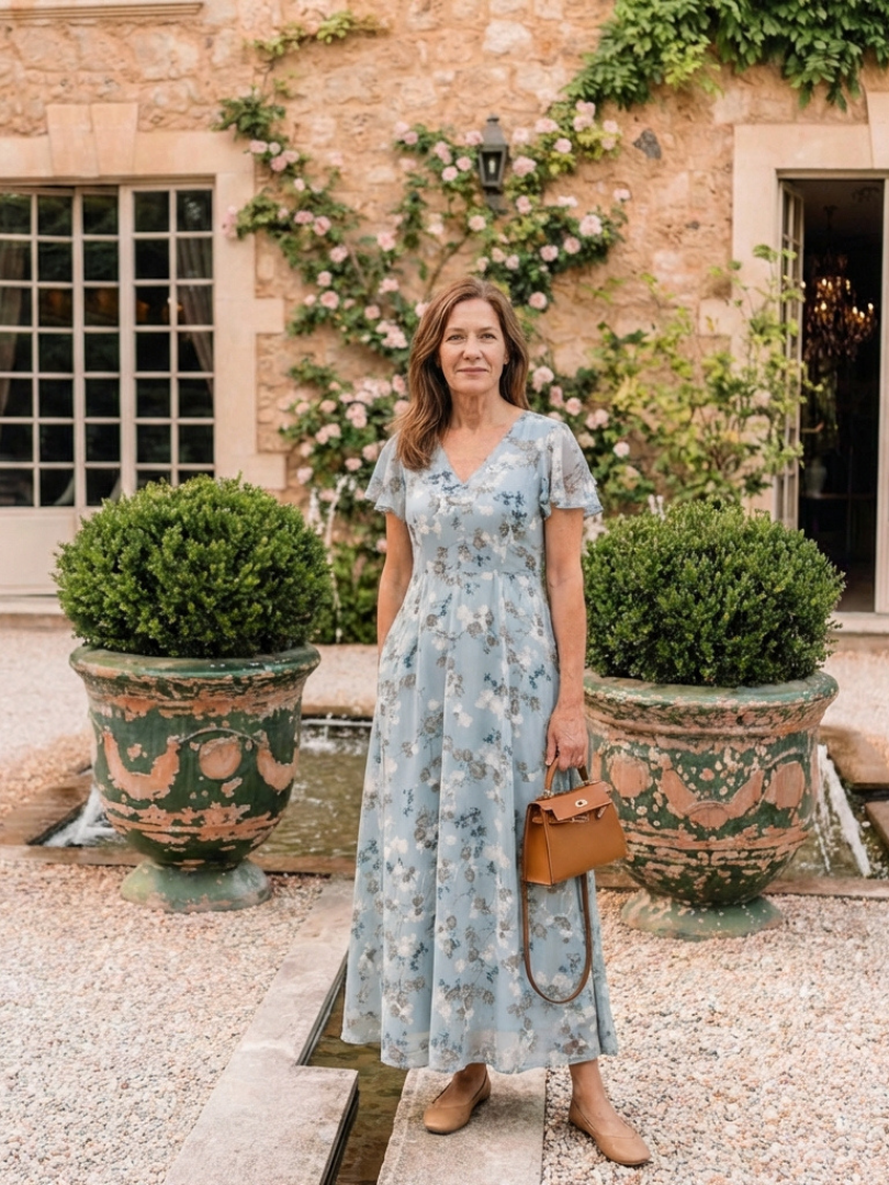 Lena | Floral Chiffon Maxi Dress