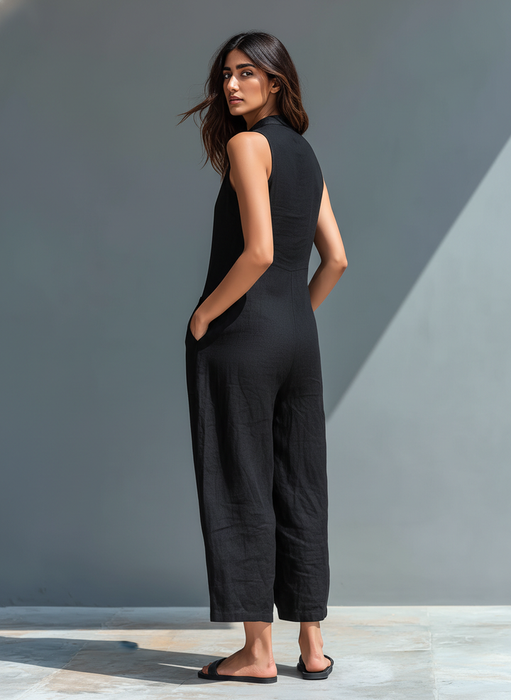 Elara | Sleeveless Linen Blend Jumpsuit