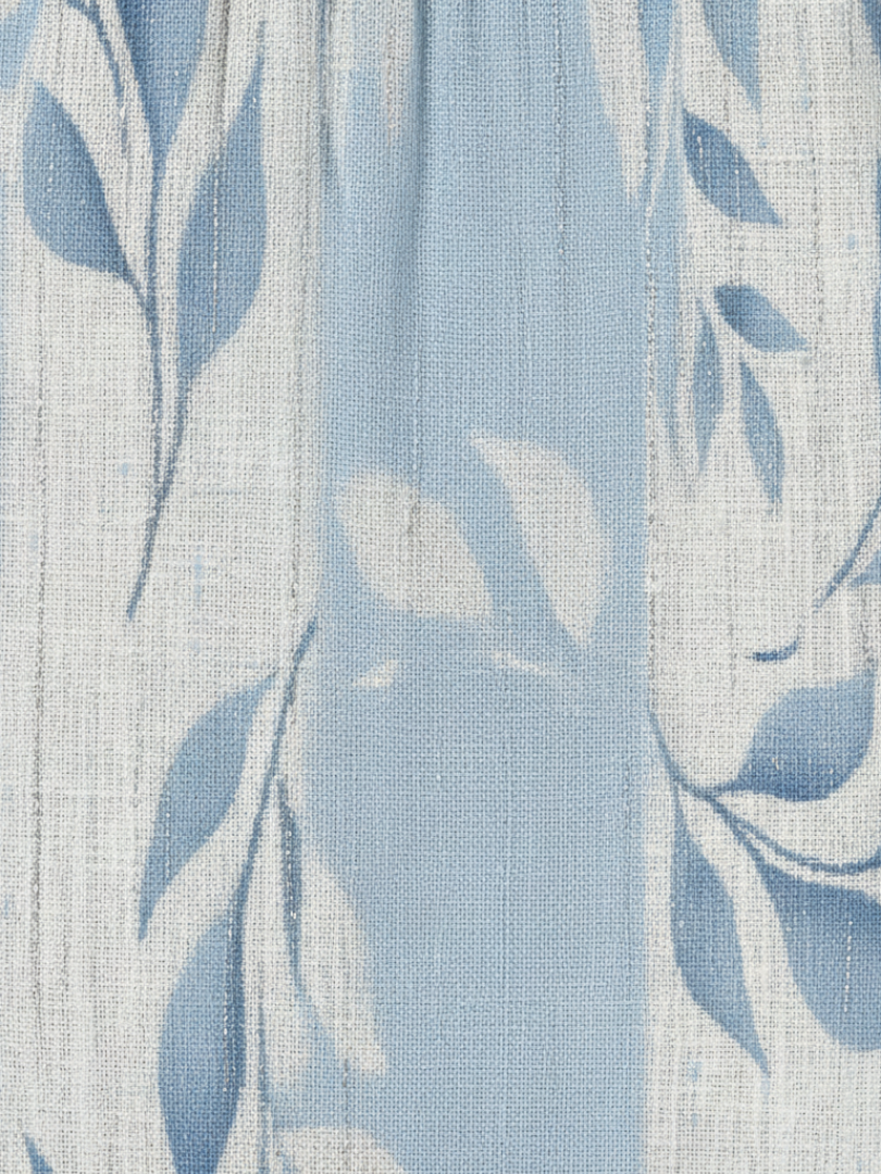 Calista | Sleeveless Blue Leaf Pattern Midi Dress