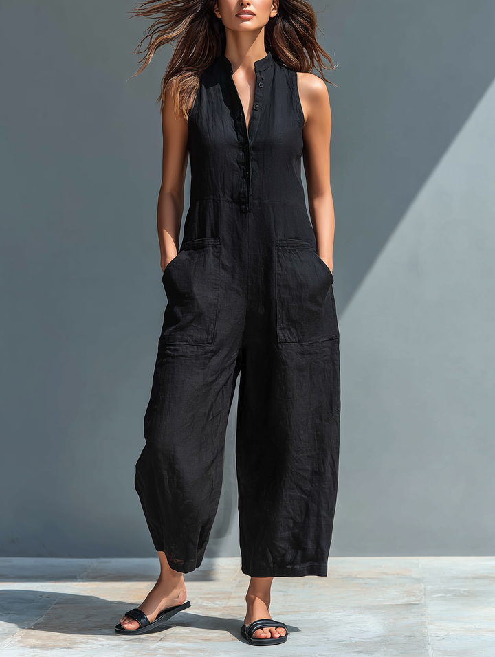 Elara | Sleeveless Linen Blend Jumpsuit