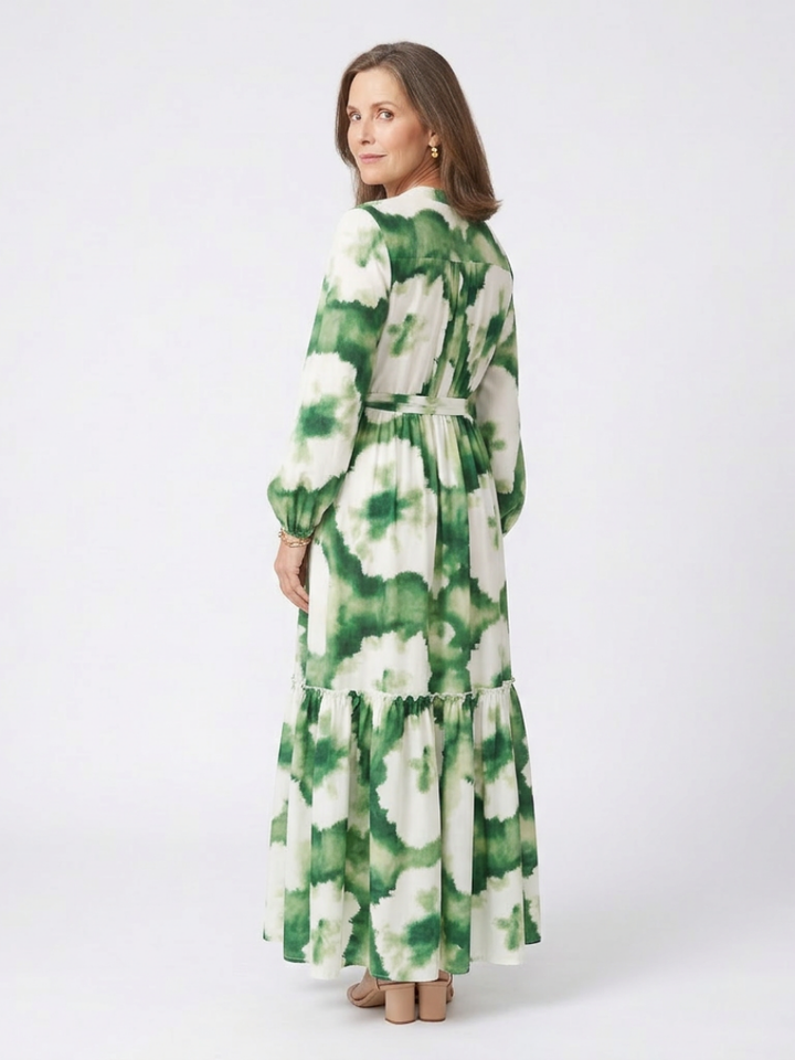 Clara | Long Sleeve Tie Waist Tiered Maxi Dress