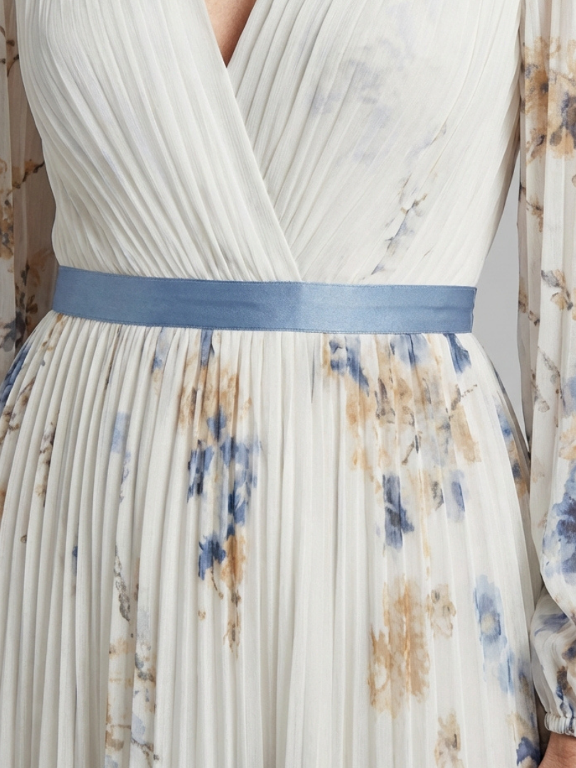 Isabelle | Long Sleeve V Neck Floral Maxi Dress