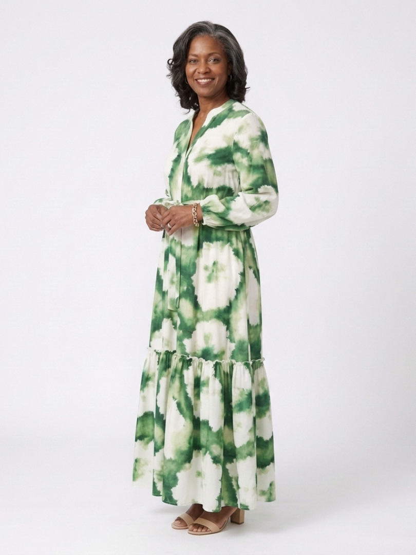 Clara | Long Sleeve Tie Waist Tiered Maxi Dress