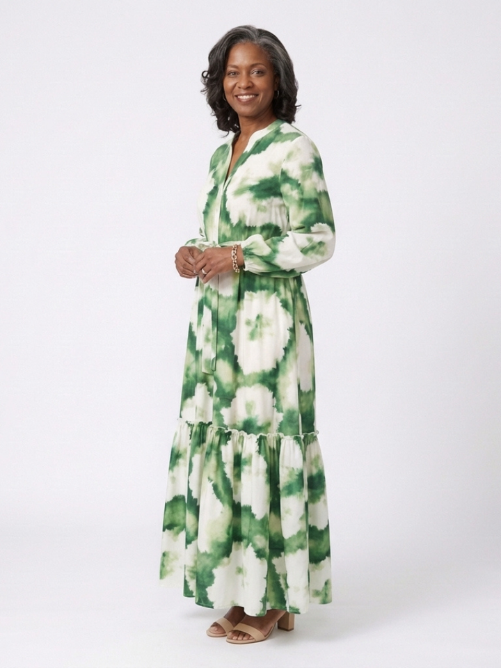 Clara | Long Sleeve Tie Waist Tiered Maxi Dress