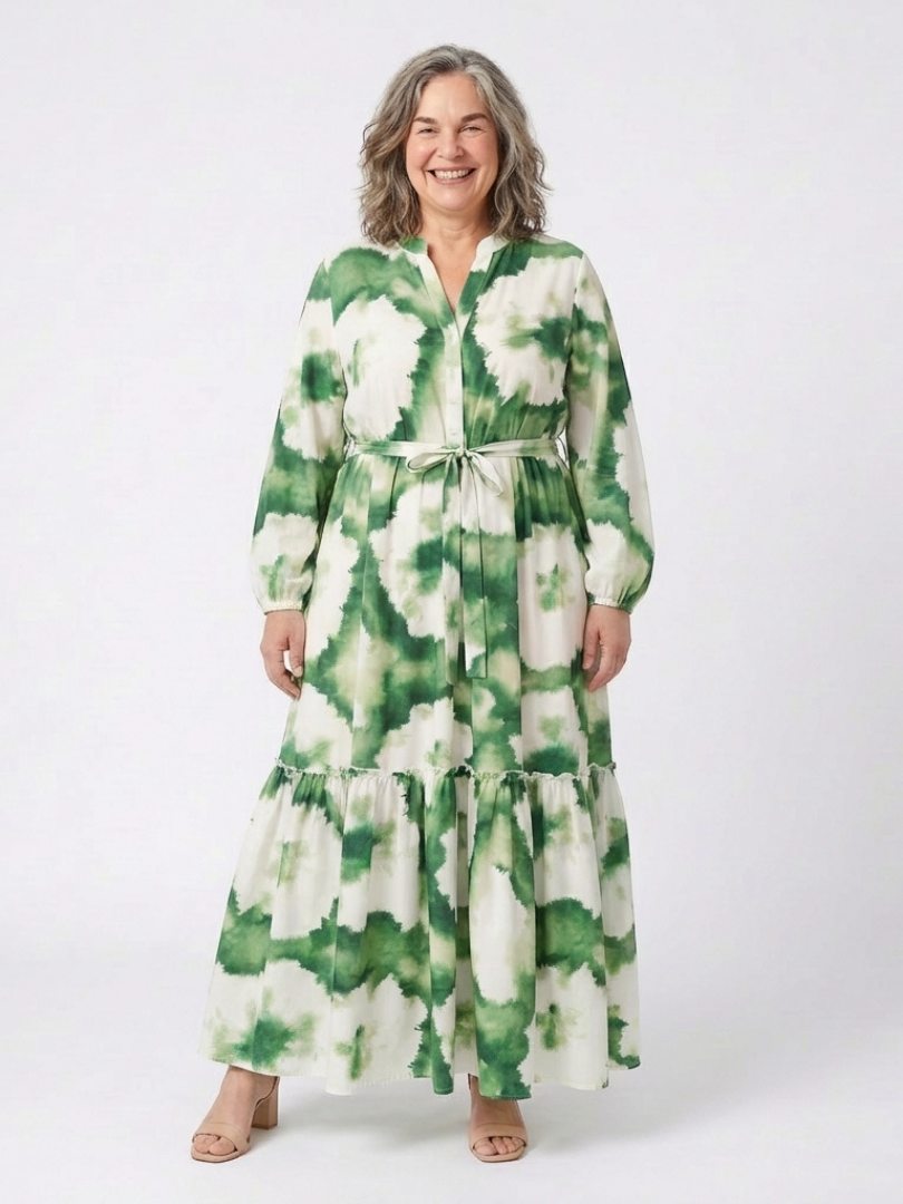 Clara | Long Sleeve Tie Waist Tiered Maxi Dress