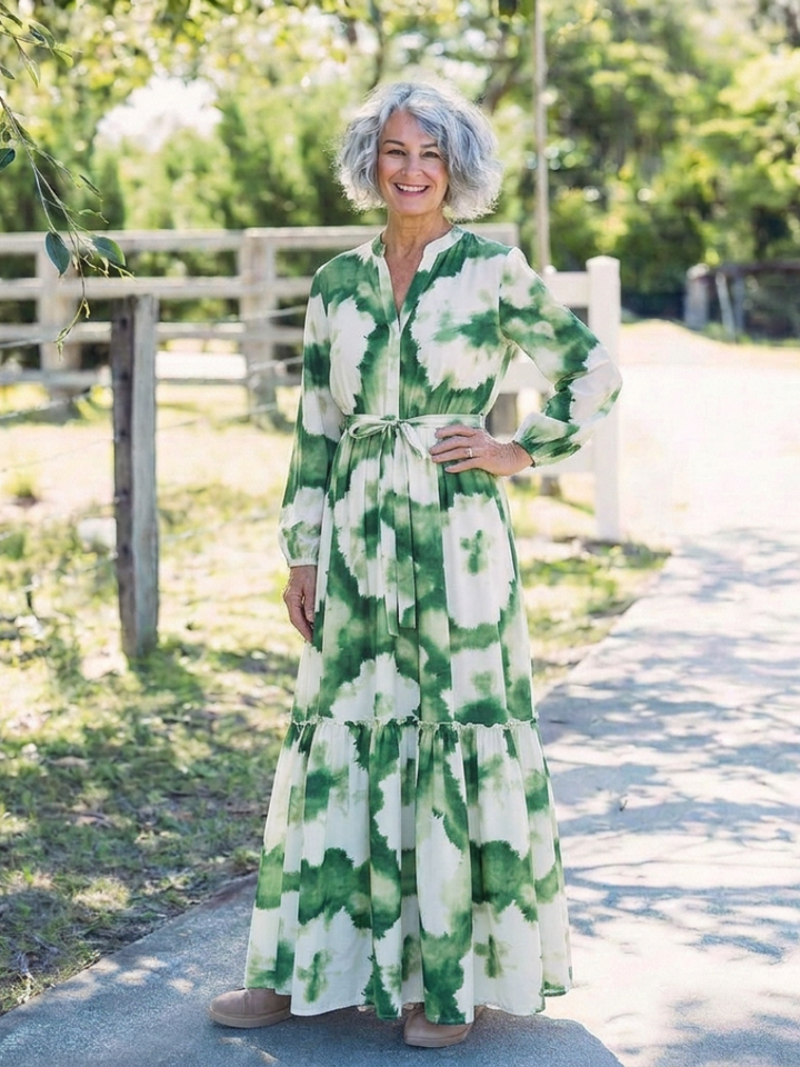 Clara | Long Sleeve Tie Waist Tiered Maxi Dress