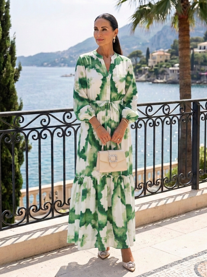 Clara | Long Sleeve Tie Waist Tiered Maxi Dress