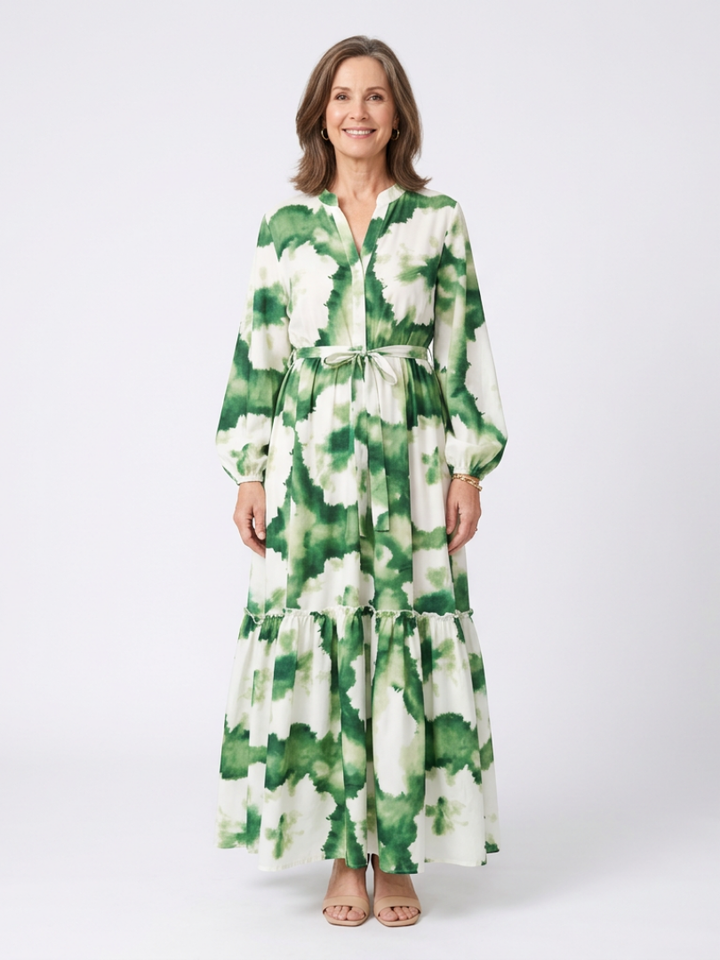 Clara | Long Sleeve Tie Waist Tiered Maxi Dress