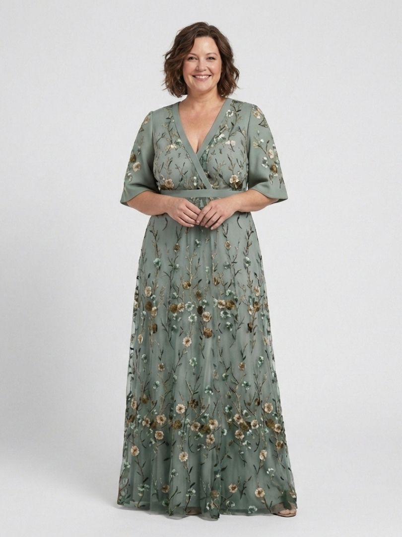 Clara | Floral V Neck Short Sleeve Maxi Dress
