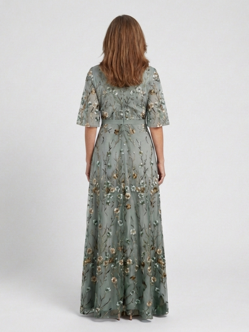 Clara | Floral V Neck Short Sleeve Maxi Dress